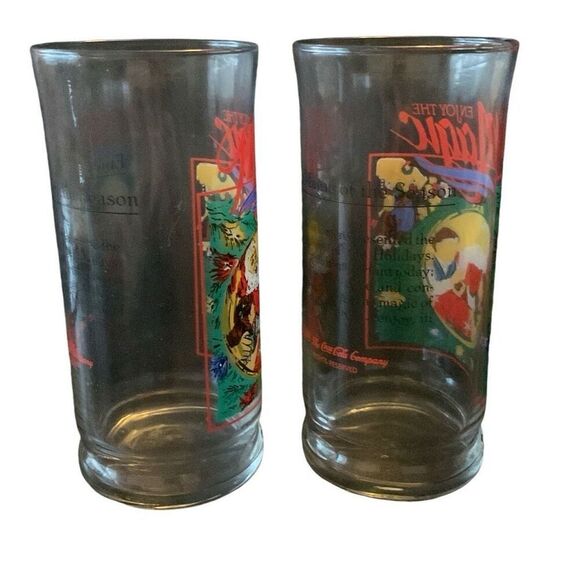 Vintage Coca Cola 1989 Glasses Lot Set of 2 Relive the Magic of the Season - Picture 6 of 14